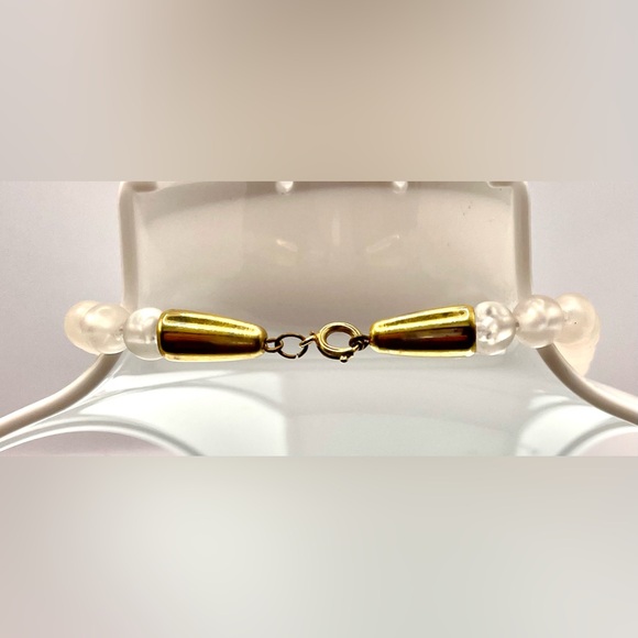 3 for $30 Vintage Acrylic Frosted and Clear Beaded Choker Necklace Gold Tone - Picture 4 of 9